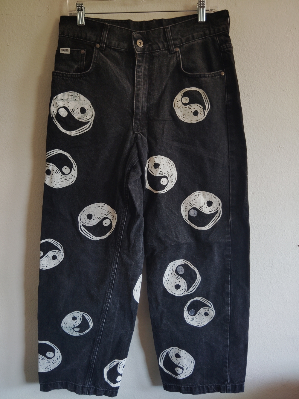 The Ragged Priest Charcoal Yin Yang Printed Release Jeans